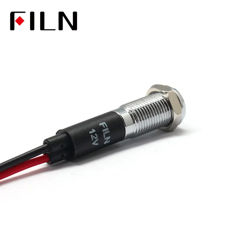 FILN 8mm Car dashboard Width light mark symbol led red yellow white blue green 12v led indicator light with 20cm cable