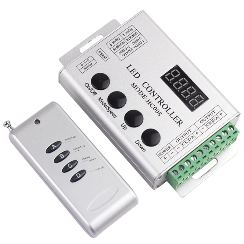 

HC008 RF Programmable RGB Led Pixel Controller 133 effect Modes For Ws2812 Ws2811 2801 1903 LED Strip Light Tape