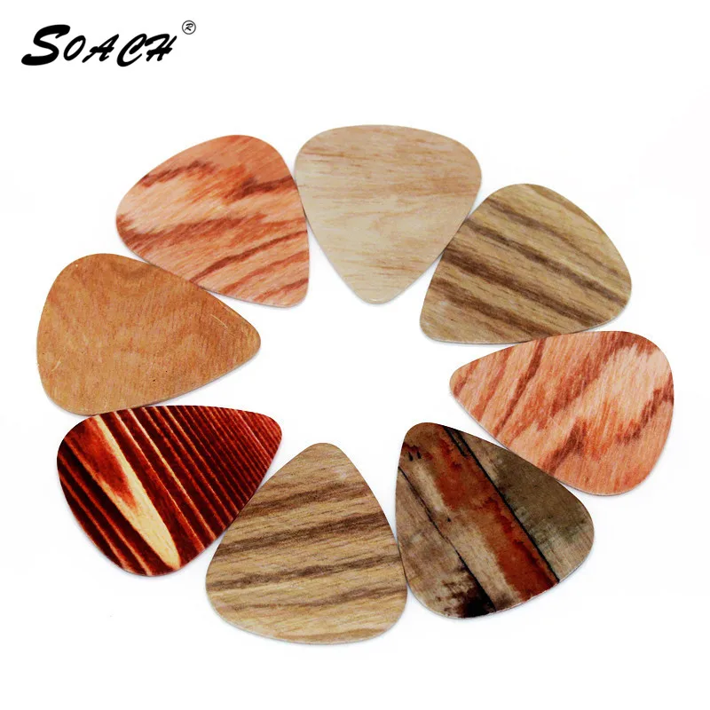 SOACH 10pcs/Lot 1.0mm thickness bass guitar picks guitar parts Selling wood grain pedal Guitarra/ukulele Accessories Strap