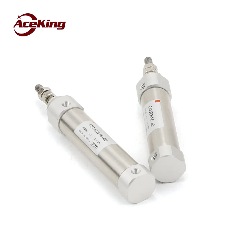 AceKing pen cylinder miniature stainless steel double acting single rod mini cdj2b 10/12/16-10/20/30/50/80/100 stroke cylinder