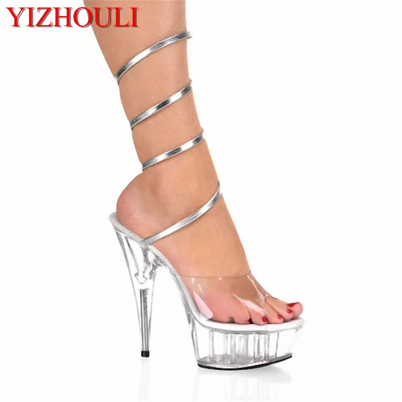 Clear Crystal 15CM Sexy Super High Heel Platforms Pole Dance/Performance/Star/Model Shoes, Wedding Shoes