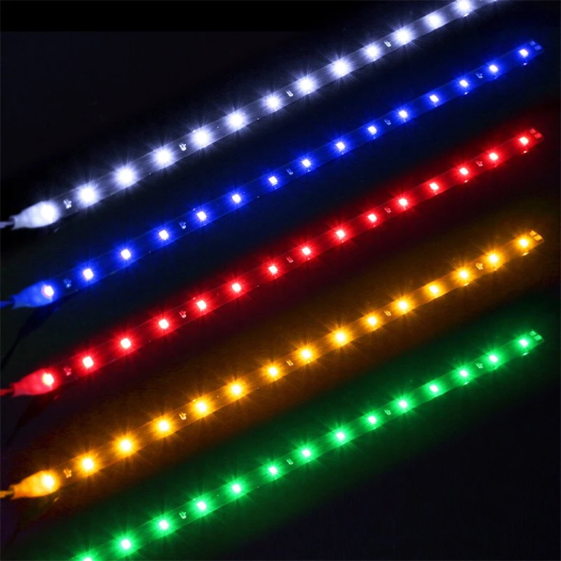 1x 30cm Car LED Strip Light High Power 12V 15SMD Car DRL Lamp Waterproof LED Flexible Daytime Running Light White Blue Green Red