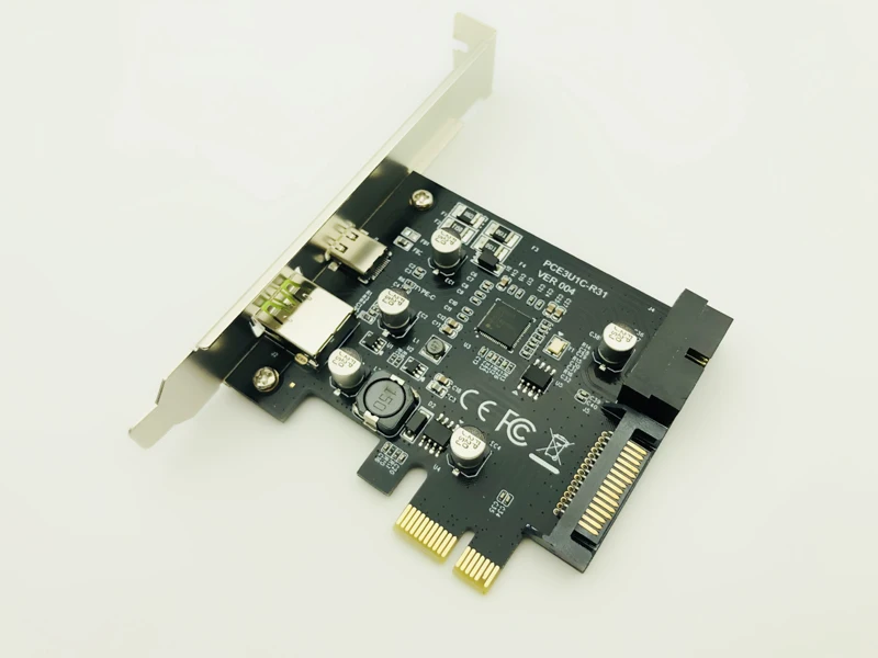 PCI-Express PCI-e To USB 3.1 Type-C Riser Post Card PCIe to USB-C 2.4A Fast Charger+19PIN Front USB Miner Expansion Adapter Card