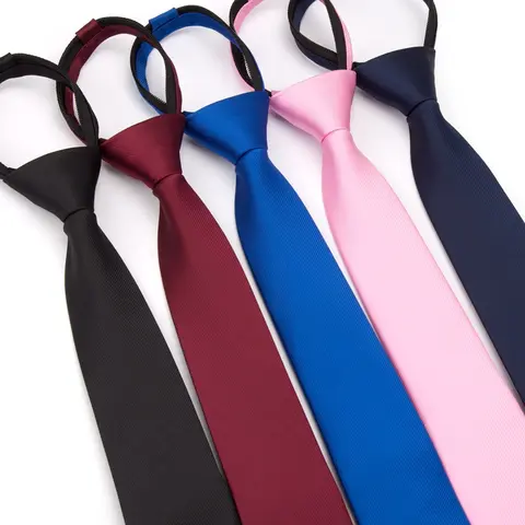 남자 넥타이 지퍼 게으른 넥타이 패션 솔리드 6cm 넥타이 남자를위한 비즈니스 Gravatas 손수건 Bowtie 망 웨딩 셔츠 액세서리
