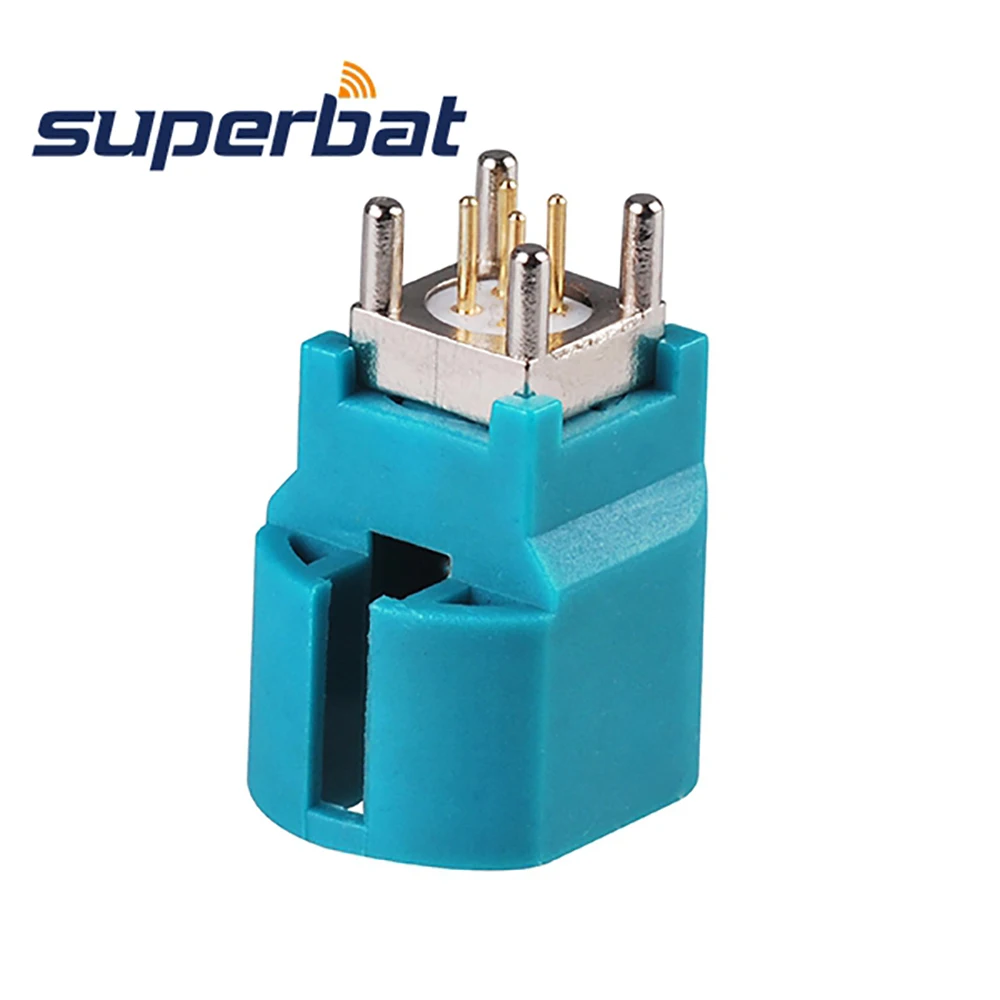 

Superbat 10pcs Fakra HSD Water Blue/5021 Female Straight Vertical PCB Mount 100 Ohm RF Coaxial Connector