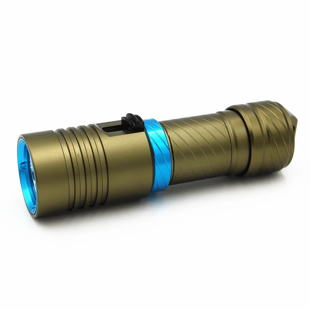 Lampe de poche de plongée sous-marine à XM-L2 LED, torche étanche à intensité réglable en continu, pour le Camping, 100 lm, M