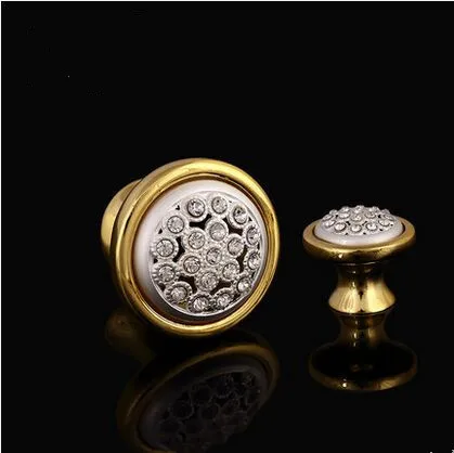 

deluxe gold drawer pull knob cabinet knob crystal diamond white dresser cupboard wardrobe furniture decoration knob handle pull