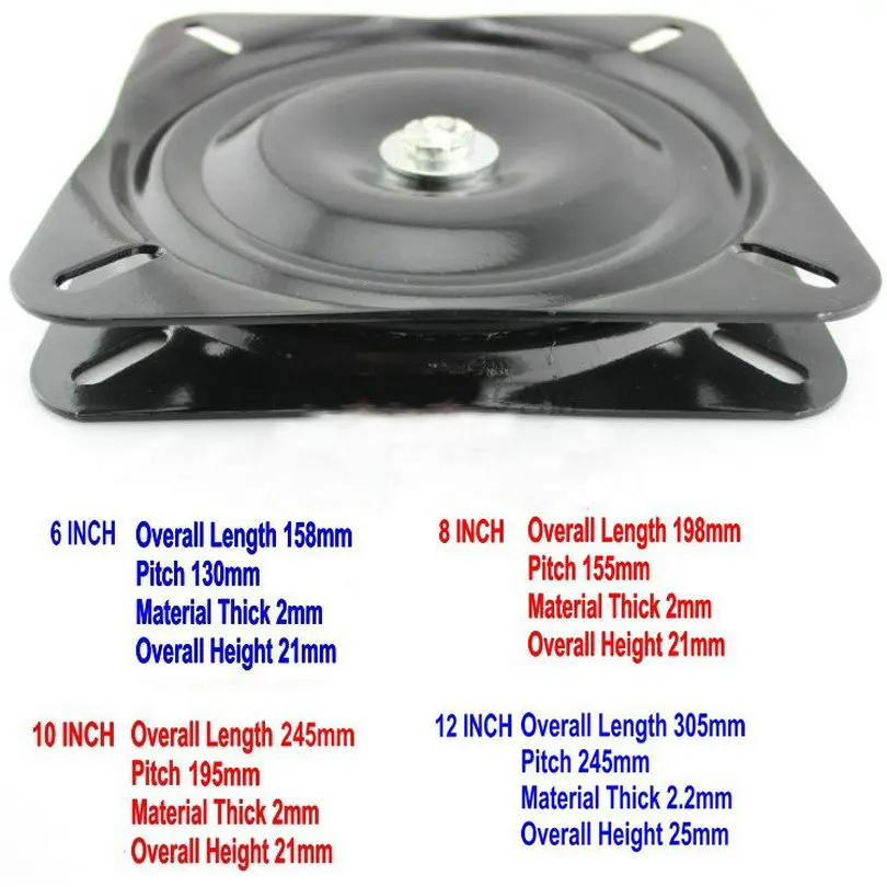 HQ SS 12Inch(300MM) Thicken Full Solid Steel Ball Bearing Square Swivel Plate Turntable Lazy Susa for Chair Sofa