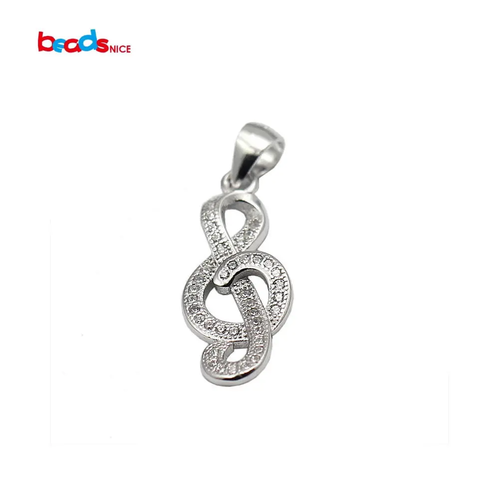 Beadsnice jewelry beautiful rhinestone pendant 28x9.5mm sterling silver pendants musical note for long necklace making ID 30607