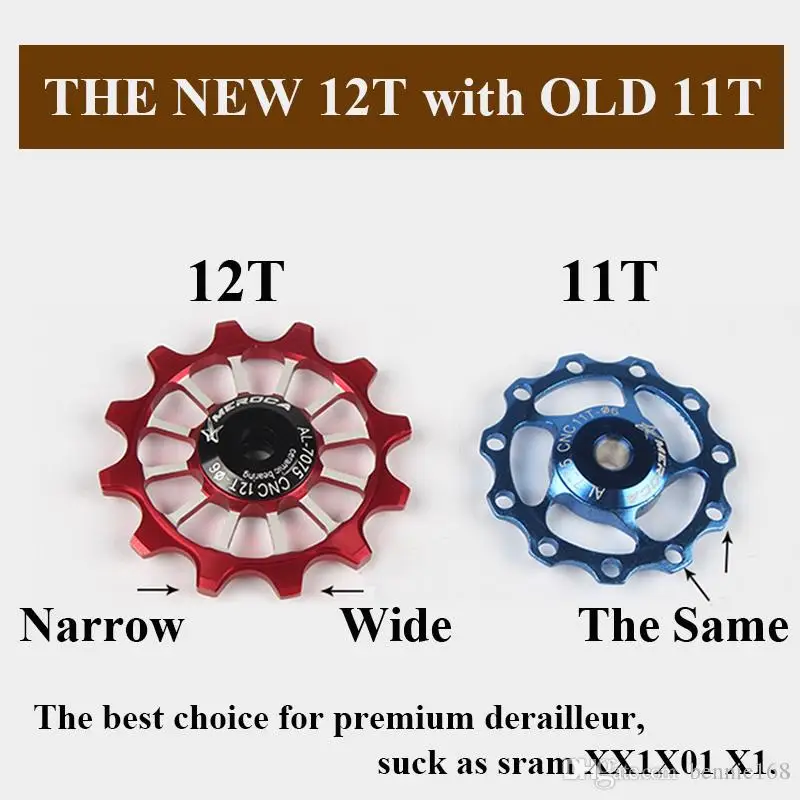 Narrow Wide Ceramic Bearing Derailleur Pulley 12T Rear Derailleur Aluminum Jockey Wheel Fit for Road Bike MTB BMX 5 colours
