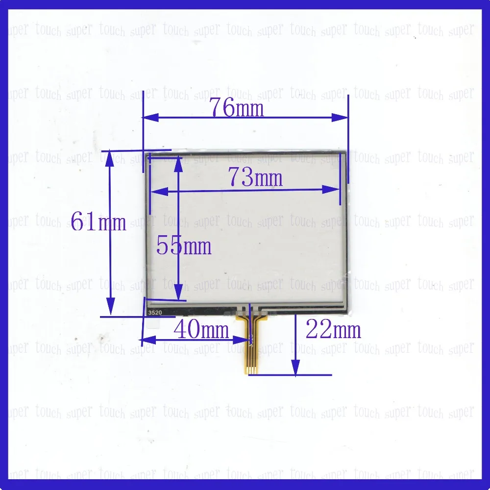 ZhiYuSun 3520 3.5inch 76*61 4 wire  TOUCH SCREEN    for gps glass   touch panel width 61mm length76mm  this is compatible