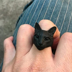 Cute Adjustable Big Head Cat Ring