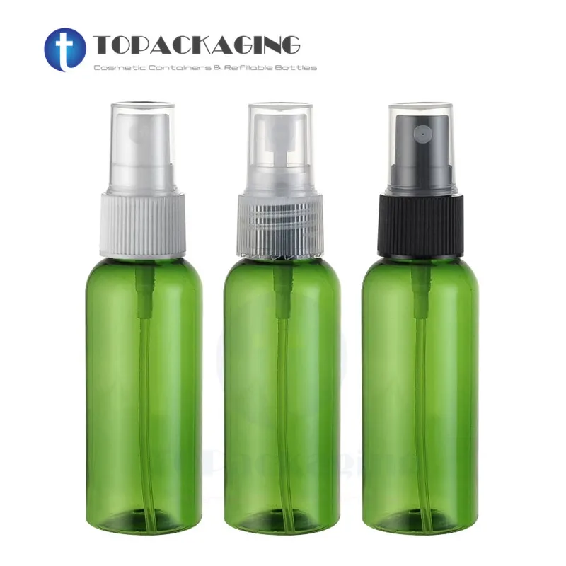 

40PCS*50ML Spray Pump Bottle Green Plastic Perfume Refillable Packing Empty Cosmetic Container Sample Parfume Fine Mist Atomizer