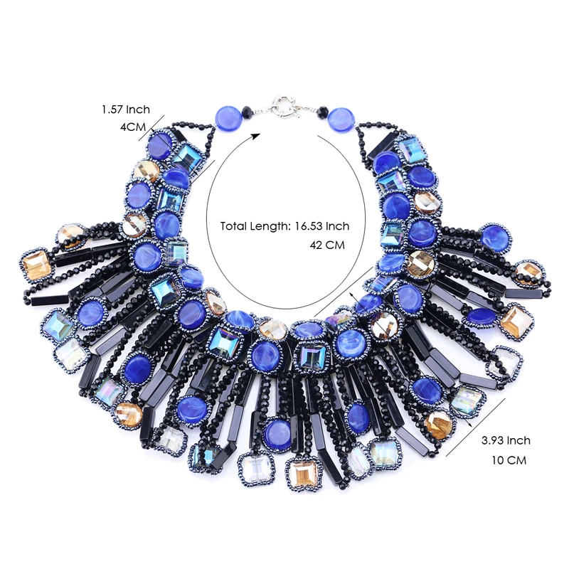 Unique Hyperbole Crystal Statement Torques Necklace for Women Handmade Chunky Bohemia Chokers Costume Jewelry Dropshipping