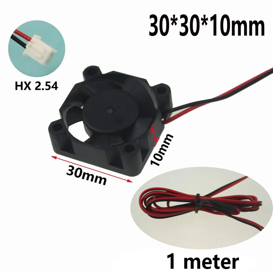 2 pcs Gdstime 3010B DC Brushless Cooling Fan 12v 2 Pin 30mm 30x30x10mm Ball Bearing 3D Printer Mini Fan 1 Noodle line