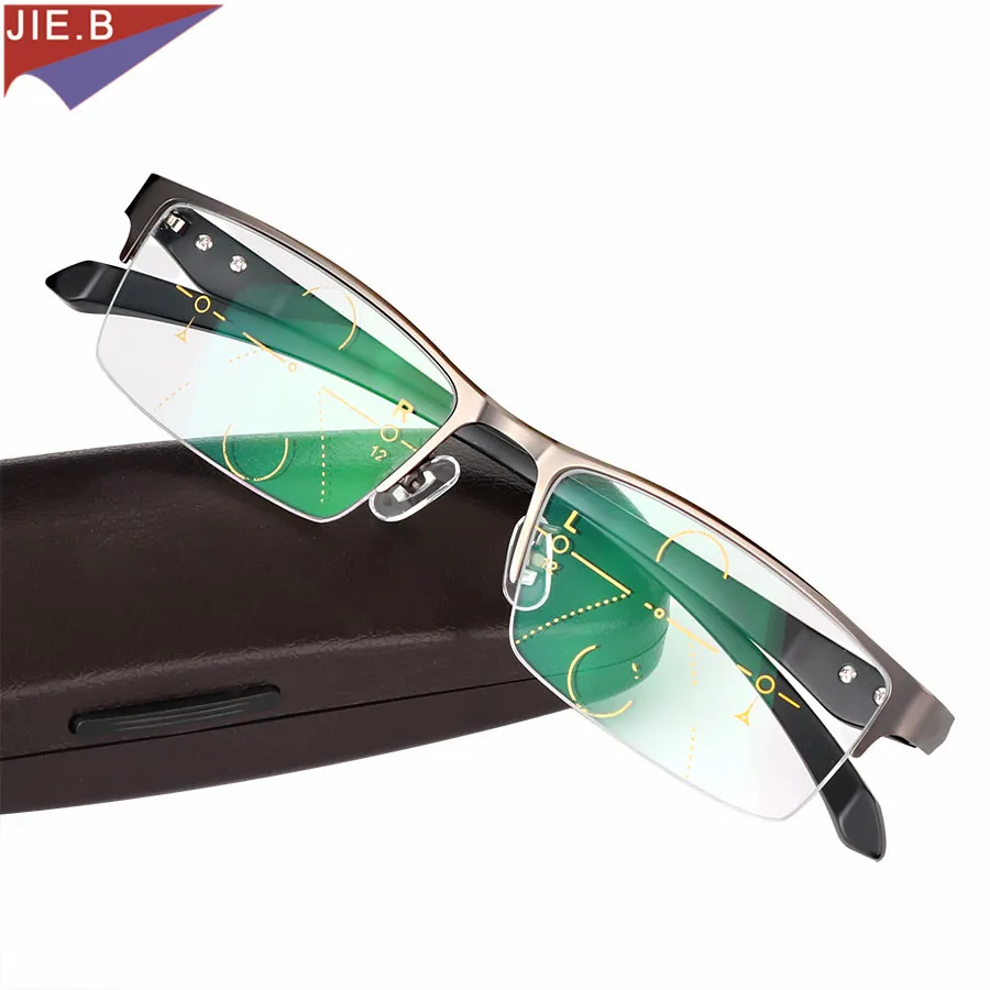 

JIE.B Titanium alloy Intelligence Progressive Multifocal Commercial Reading Glasses Bifocal Presbyopia Glasses gafas de lectura