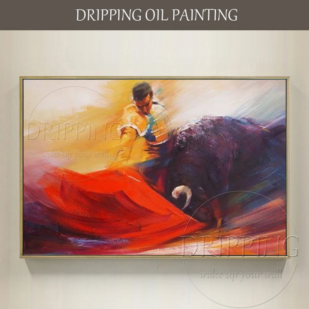 Hand-painted High Quality Modern Wall Art Spanish Matador Oil Painting Bullfight Picture Handmade Matador Bullfight Oil Painting