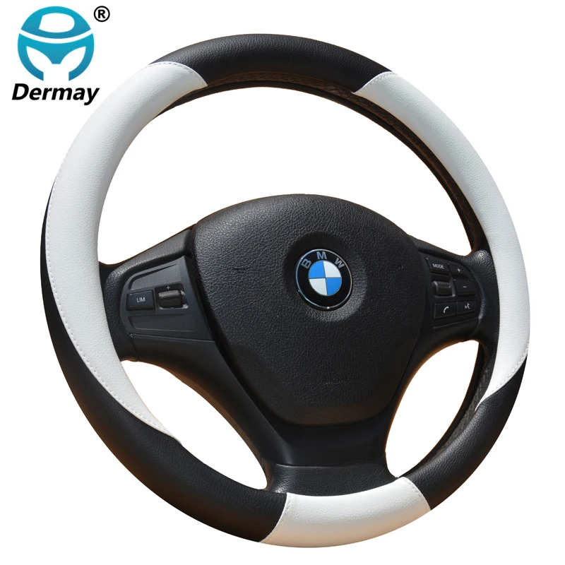 DERMAY 4 Colors 2019 New Car Steering Wheel Cover Micro Fiber Leather fit Outer Diam 14-15