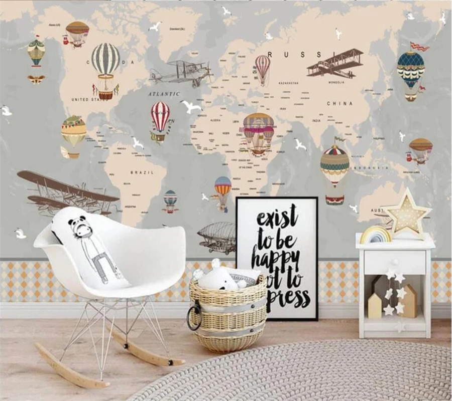 Custom wallpaper papel de parede 3d photo mural cartoon world map background wall living room bedroom children room 3d wallpaper