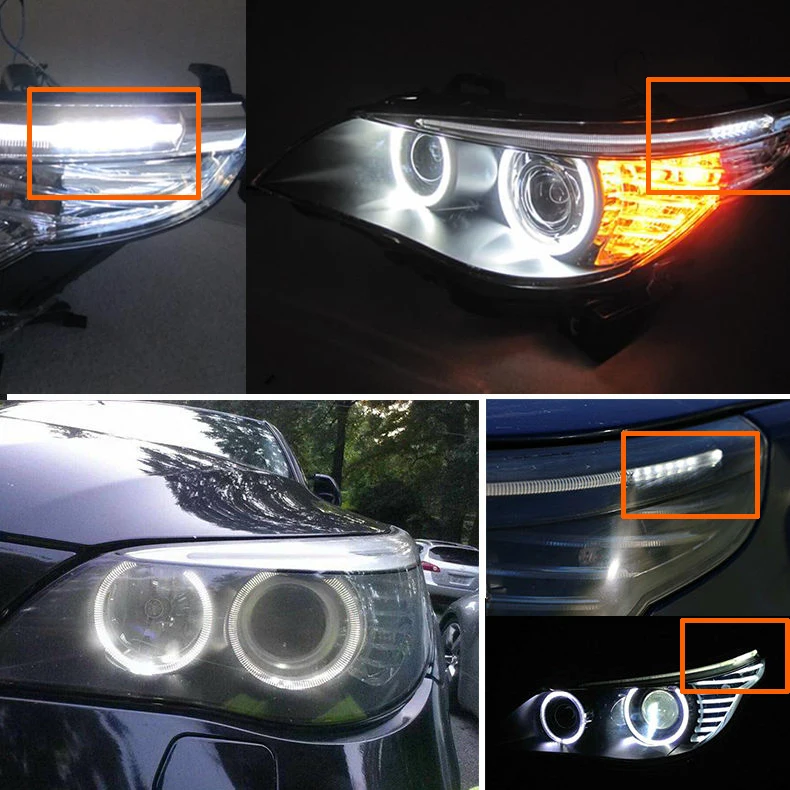 2x Xenon 6000K White LED Module Eyelid Eyebrow Mod For BMW E60 LCI 5 Series 2008-2010 528i 535i 550i M5Drl Daytime running light