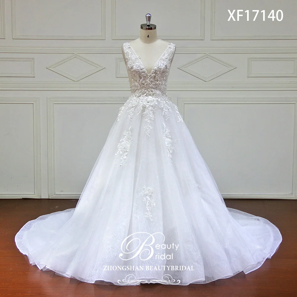 

High-end Wedding Dress With Lace Flower Crystal Vestido De Novia Vintage Wedding Dresses Real Image Bridal Gown XF17140