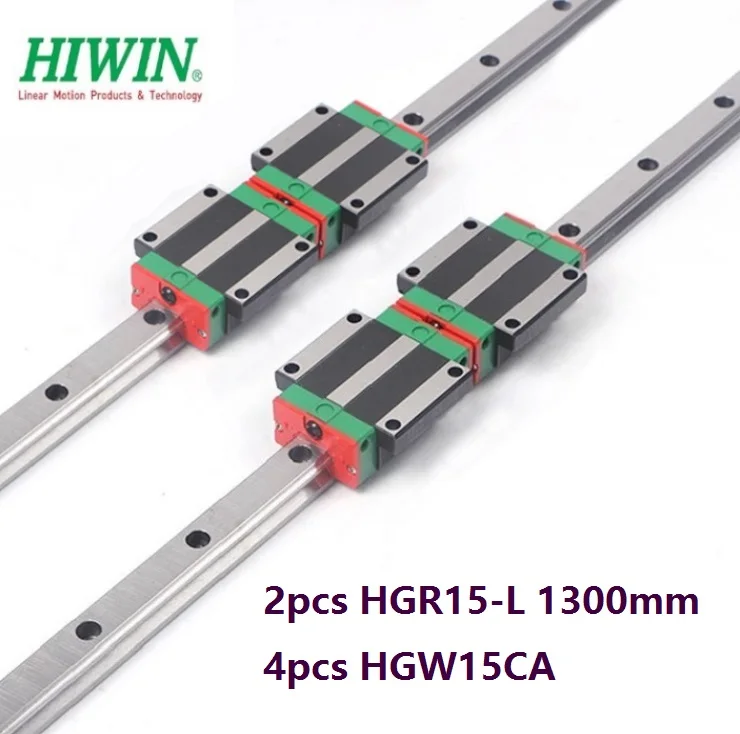 

2pcs origial Hiwin rail HGR15 -L 1300mm + 4pcs HGW15CA HGW15CC flange carriage blocks for cnc router