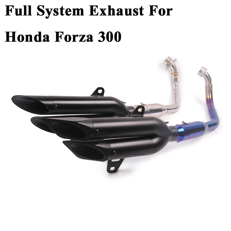 Full System Motorcycle Exhaust Escape For Honda FORZA 300 Modified Motorbike Front Connection Link Pipe Muffler 2 Holes Slip On