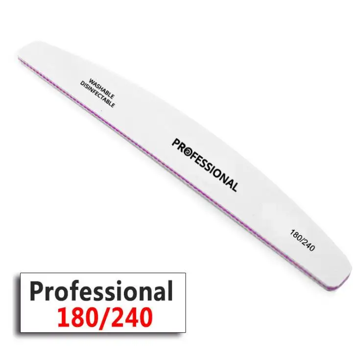 25 pcs/lot high quality salon nail file   halfmoon shape white emery board  nail art tool manicure tool professional nail file