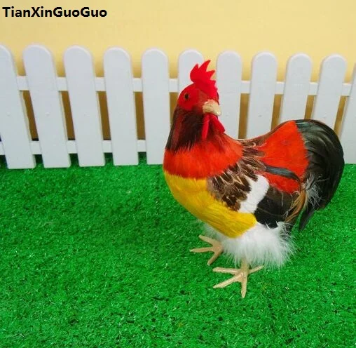 

large 24x20cm simulation cock hard model polyethylene&colorful feathers cock handicraft prop,home decoration gift s1356