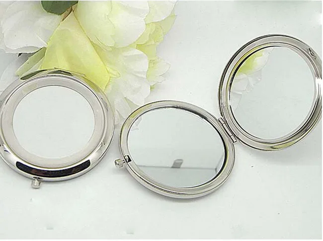 

Wholesale 500Pcs Blank Sliver Compact Mirror Customized DIY Portable Metal CosmeticMakeup Mirror-DHL Free shipping