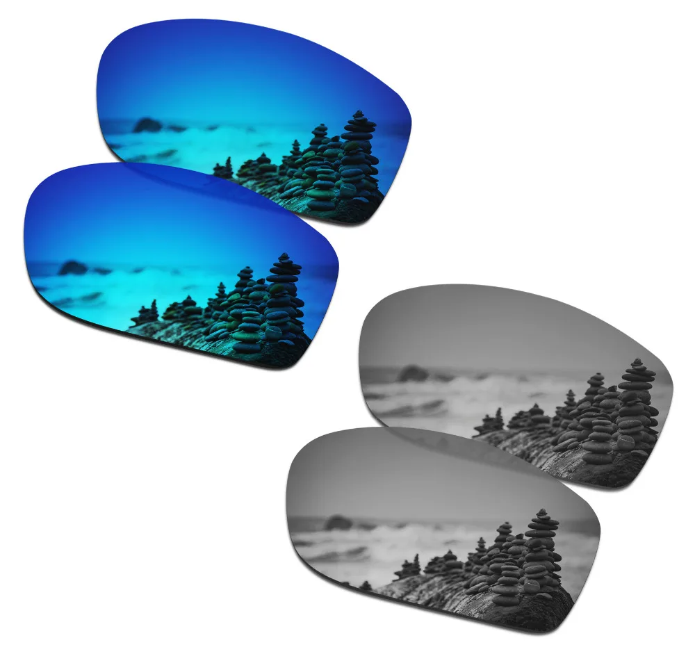 

SmartVLT 2 Pairs Polarized Sunglasses Replacement Lenses for Oakley Fives Squared Ice Blue and Silver Titanium