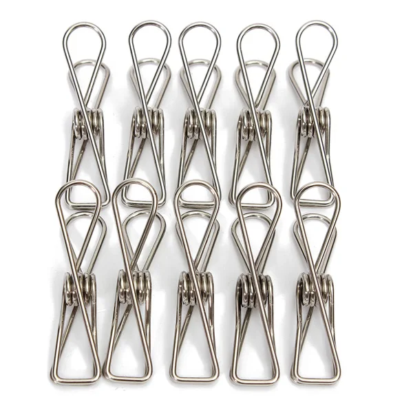 200Pcs/Lot Hot Sale Excellent Quality New Arrival  Stainless Steel Spring Clothes Socks Hanging Pegs Clips Clamps Silver Laundry