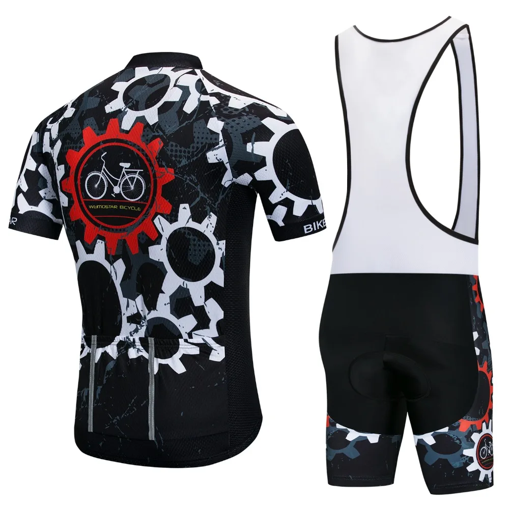 2020 Gear Cycling Jersey Men Shorts Set Breathable Clothing Bicycle Wear Short Sleeve Bike Jersey Sets Gel Pad Black Quick Dry