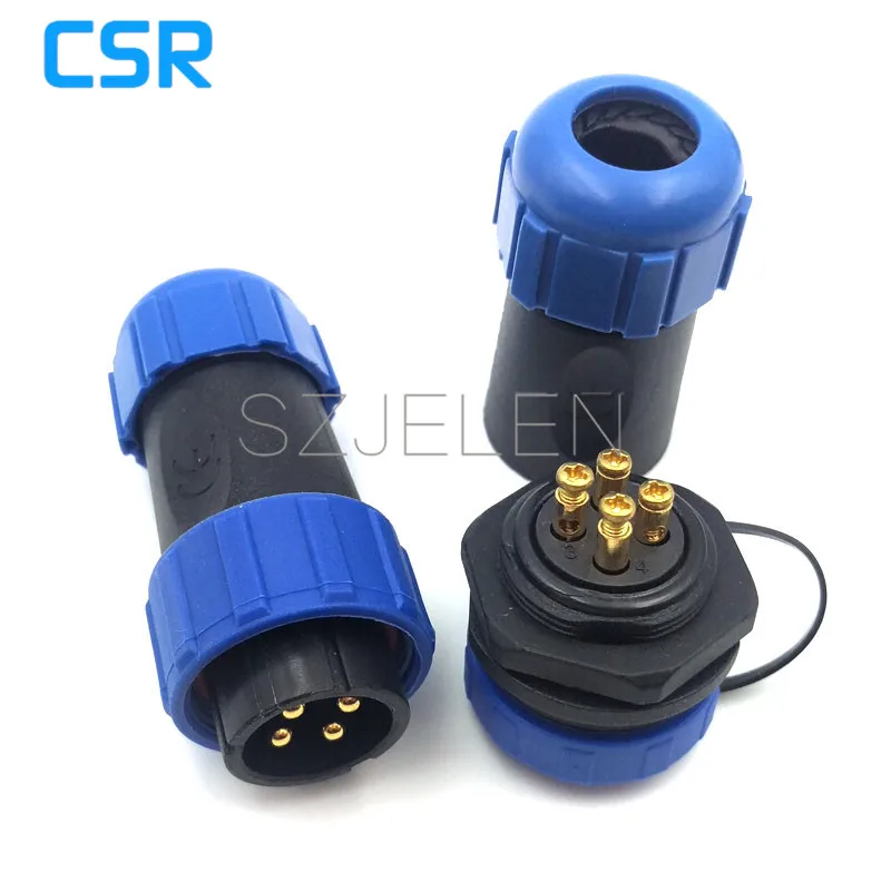 SP2110, No Need To Weld (Connect By The Metal Screw) Waterproof Connector 4pin Plug And Socket , Outdoor Link Wire Connector