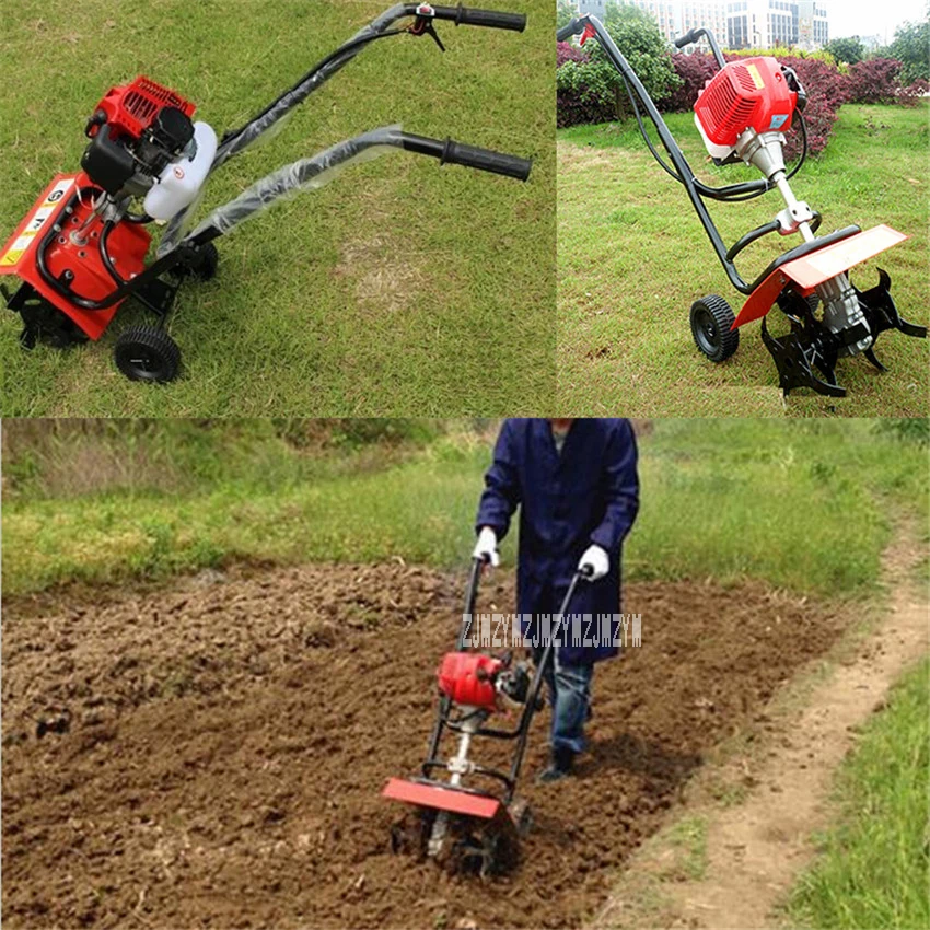 Tracteur rotatif de marche à 2 temps 44-5 52CC 1,9 kw, Mini machine à pousser à la main, moteur à essence, motoculteur