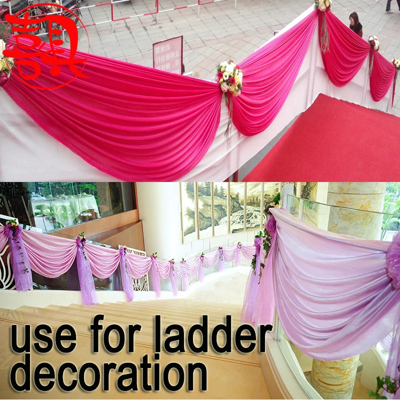 3/6M Long Ice Silk Swag Drape Panel Wedding Stage Background Event Party Decor Drapery Party Banquet Backdrop Curtain Swag