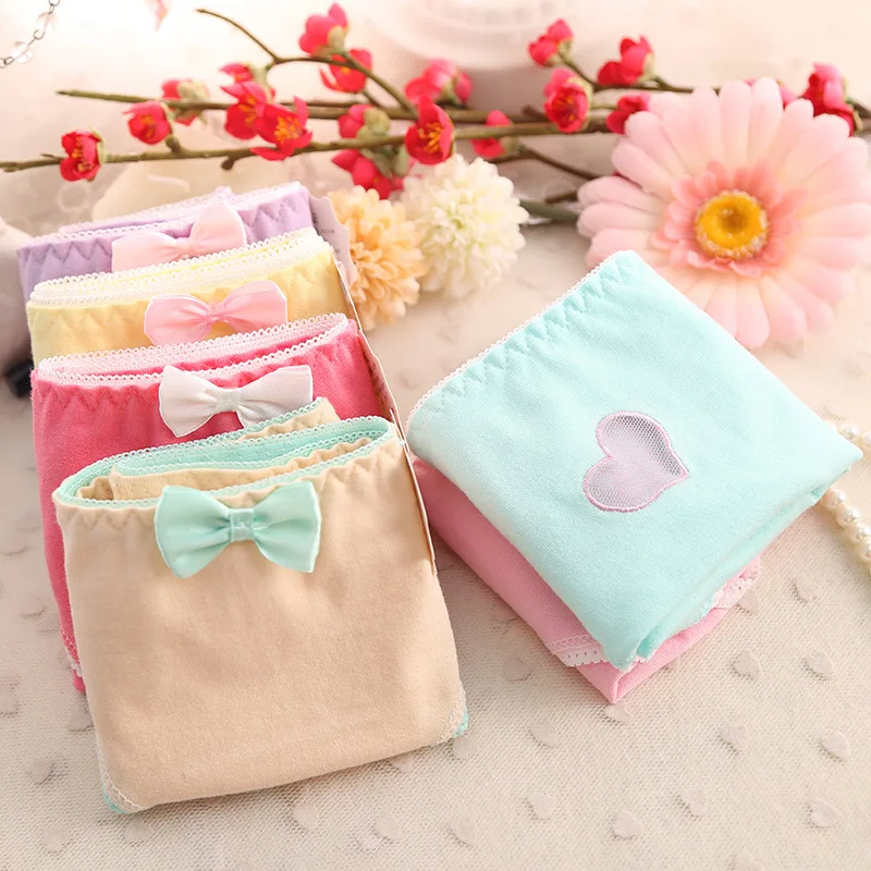 

New Hot 5Pcs/Lot Selling Love Hollow Women's Cotton Panties Girls Briefs Underwear Wholesale Factory AMF008