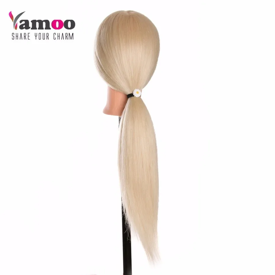 Cabeça de treino de cabelo humano real, loura para salão, cabeleireiro, bonecas manequim, cabeça de estilo profissional, pode ser enrolada, 60 cm,