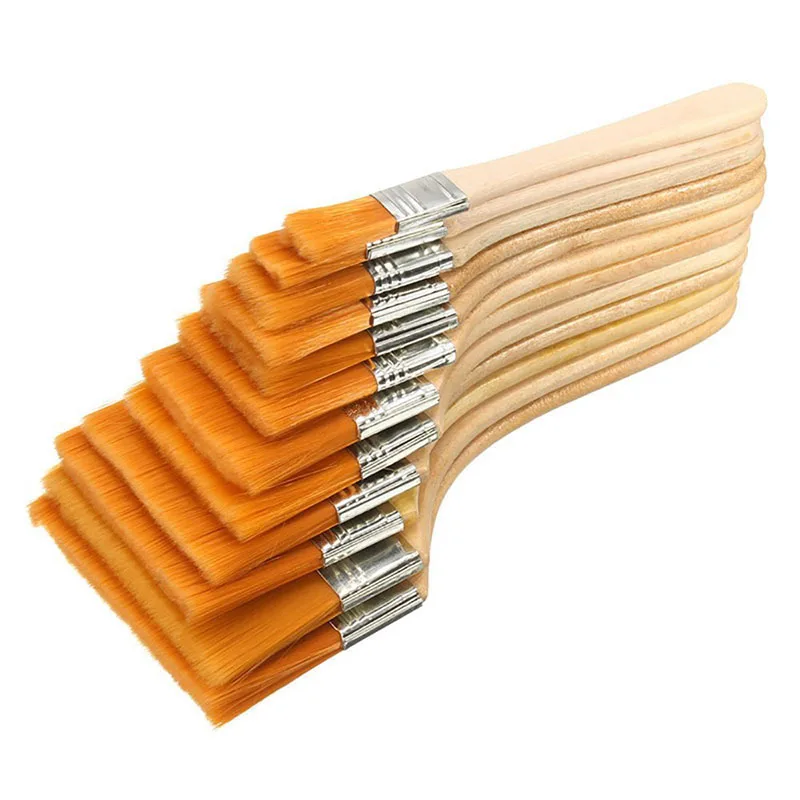 12pcs/Set High quality nylon Mao Banshua oil paint brush artists BBQ brush for painting art Easy To Clean wooden cleaning brush