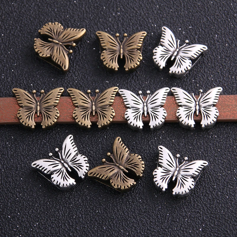 

6PCS 16*19mm Butterfly Leather Beads Two Color Blank Cabochon Setting Diy Bracelets Making Supplies For 10mm Leather