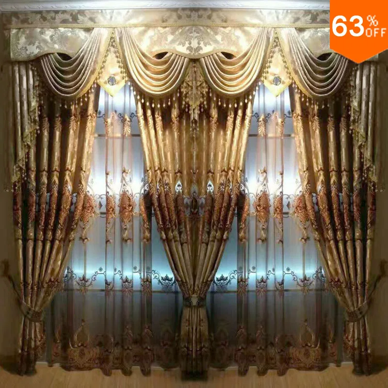 

2017 living room velvet Embroid eyelet drape extreme Luxury Baroco hollowout Baroco style hierarch drapery design window 2.5 M