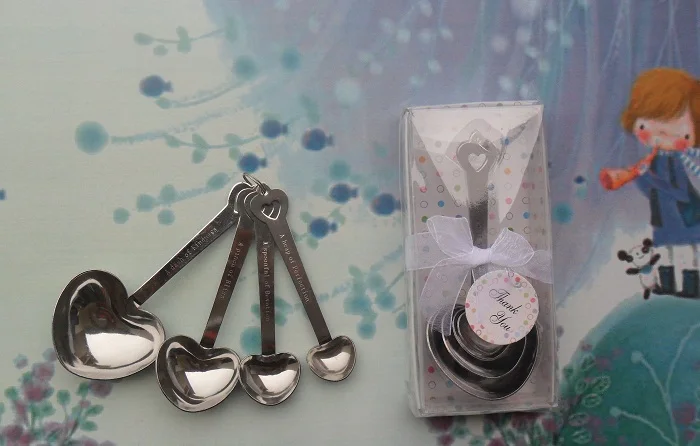 Unconditional Love Stainless-Steel Measuring Spoons in Pink Dot Gift Box  Wedding&Bridal Shower Favors