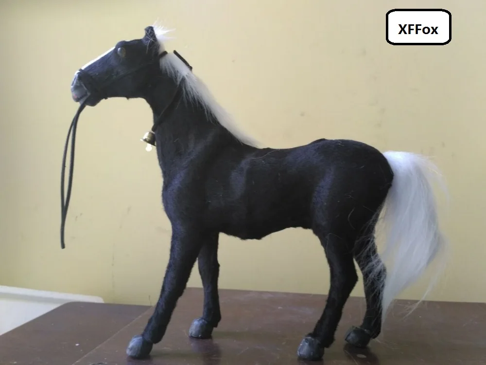 big real life black horse model plastic&furs simulation horse gift about 33x30cm xf1863