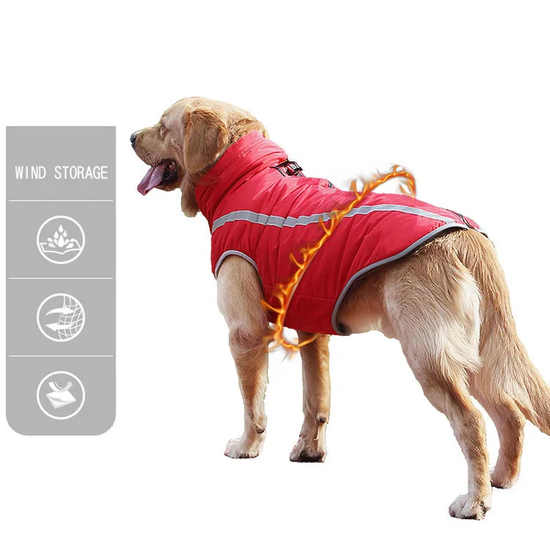Winterwarmer Mantel für große Hunde, Fleece-Futter, wasserdichte Haustierjacke für große und mittelgroße Hunde, reflektierende Weste, Bulldogge, Labrador-Kostüme – Detail 3