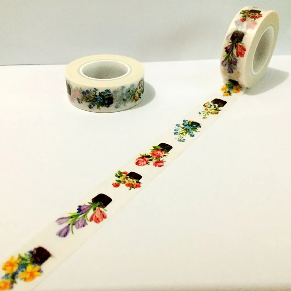 Free shipping  high quality  washi paper  tape/15mm*10m  varied  beutiful  potted  Flower  masking  japan washi tape