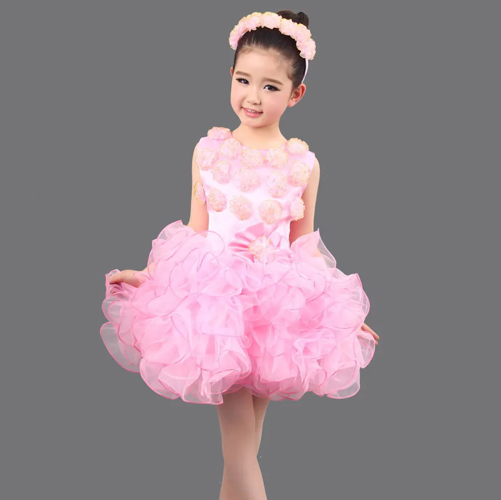 Fashion Cupcake Dress Baby Girl Clothes Summer Girl Lace Flower Ball Dress White Pink Fluffy Tutu Dress for Children