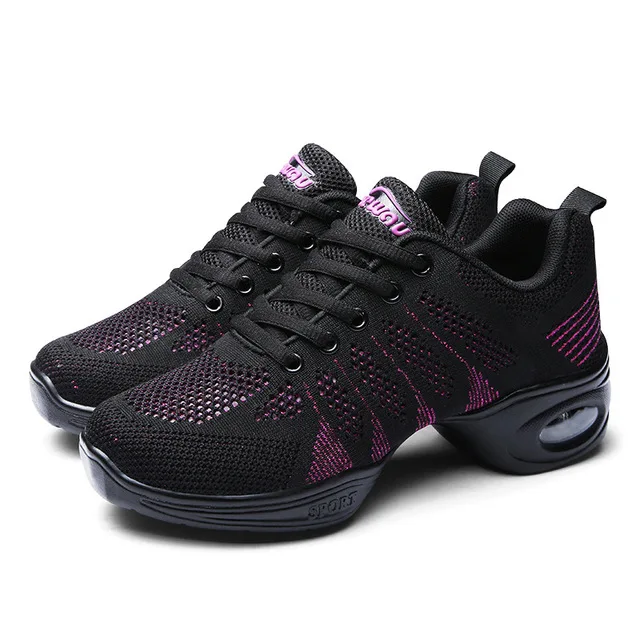 

Dancing Shoes Soft Bottom Adult Ladies Practice Dance Shoes Air Cushion Increased Woven Breathable Modern Square Women Shoes