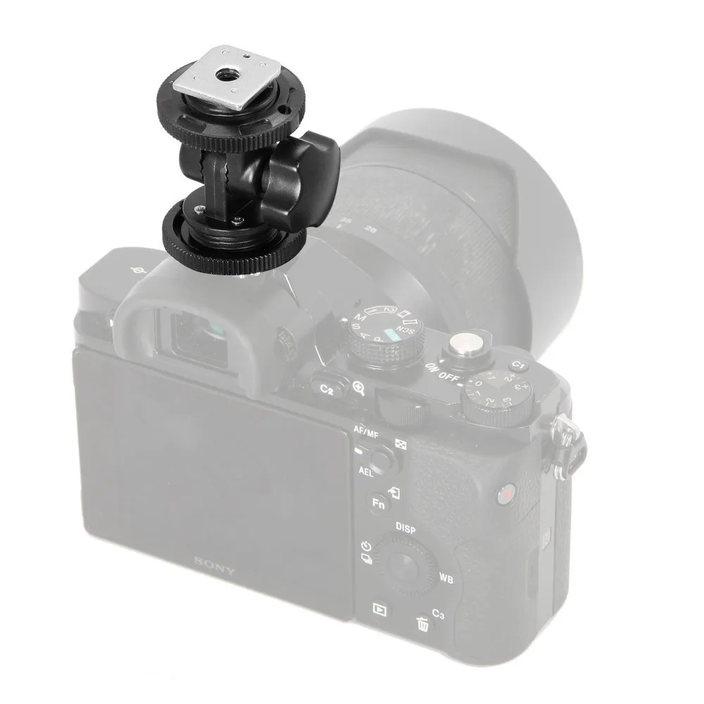 Mcoplus Rotatable Dual Hot Shoe Adapter Bracket Holder Mount For LED Video Light DSLR Camera Hotshoe Adapter