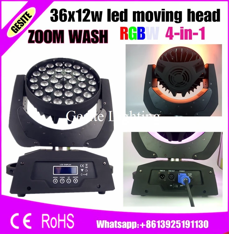 10pcs 36x12w zoom wash led moving head lyre light with 5 pcs 2 in 1 flight case package