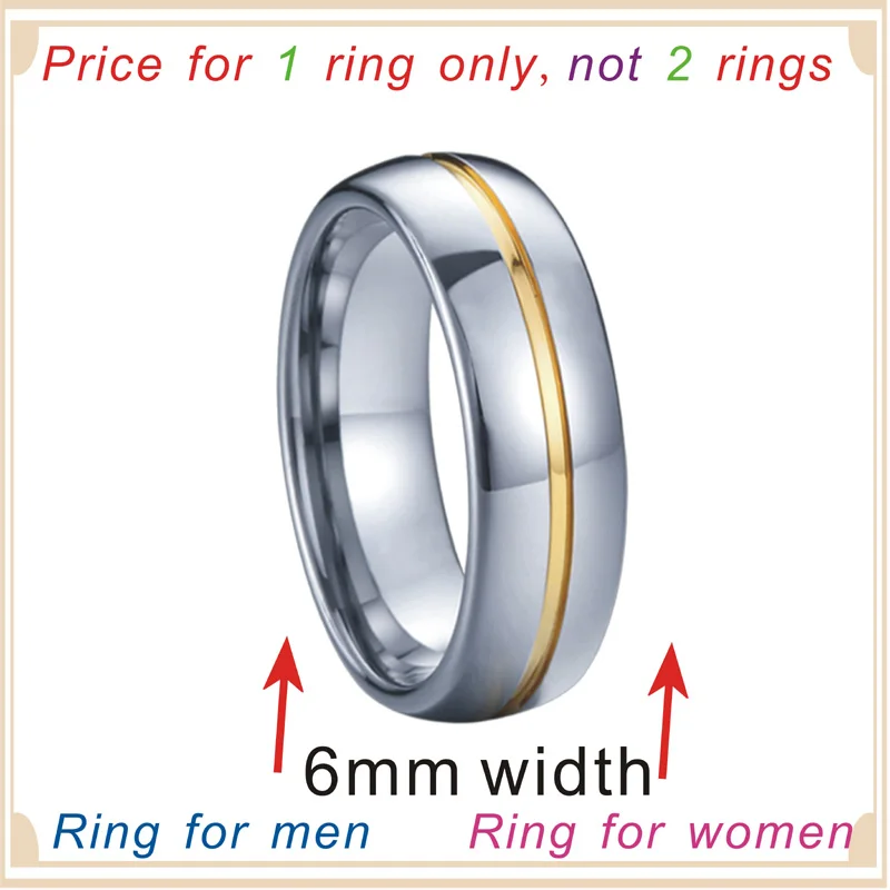 Lover\'s Alliance tungsten carbide ring men wedding band couple rings for women anniversary gift 6mm finger ring male